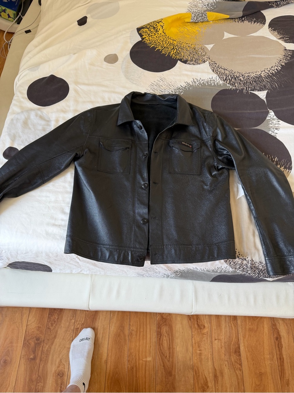 Diesel Black unisex Leather Button-Front Jacket
